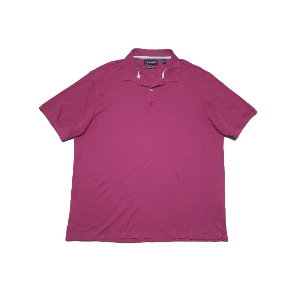 Roundtree & Yorke Supima Cotton Polo Shirt Mens L Raspberry Pink Short Sleeve